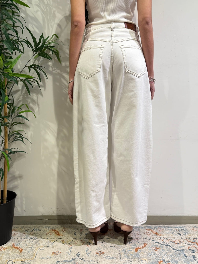 Tensione In - Jeans barrel western bianco