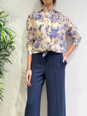 Motel - Camicia in mussola floreale panna