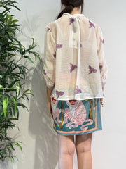Haveone - Camicia in mussola pappagalli panna