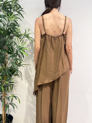 Dixie - Coordinato top asimmetrico e pantalone tabacco