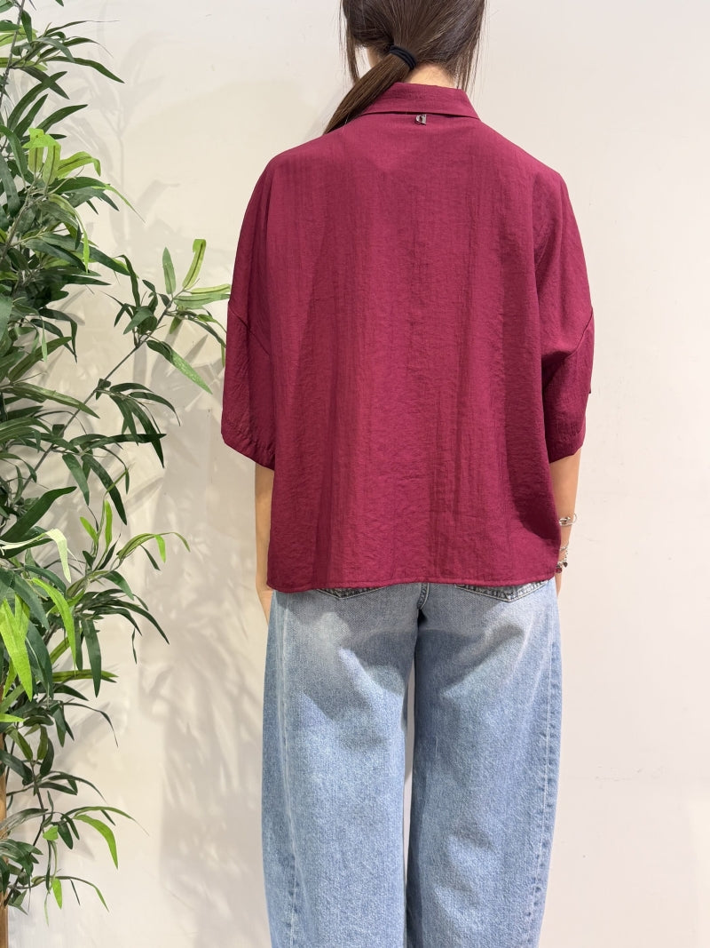 Dixie - Camicia tasca con paillettes bordeaux