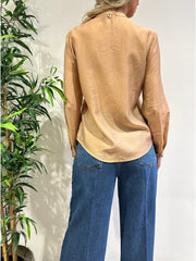 Dixie - Camicia con rouches caramello