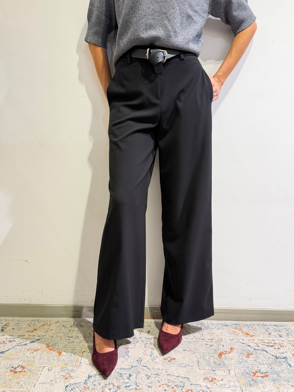 Motel - Pantalone con elastico dietro nero