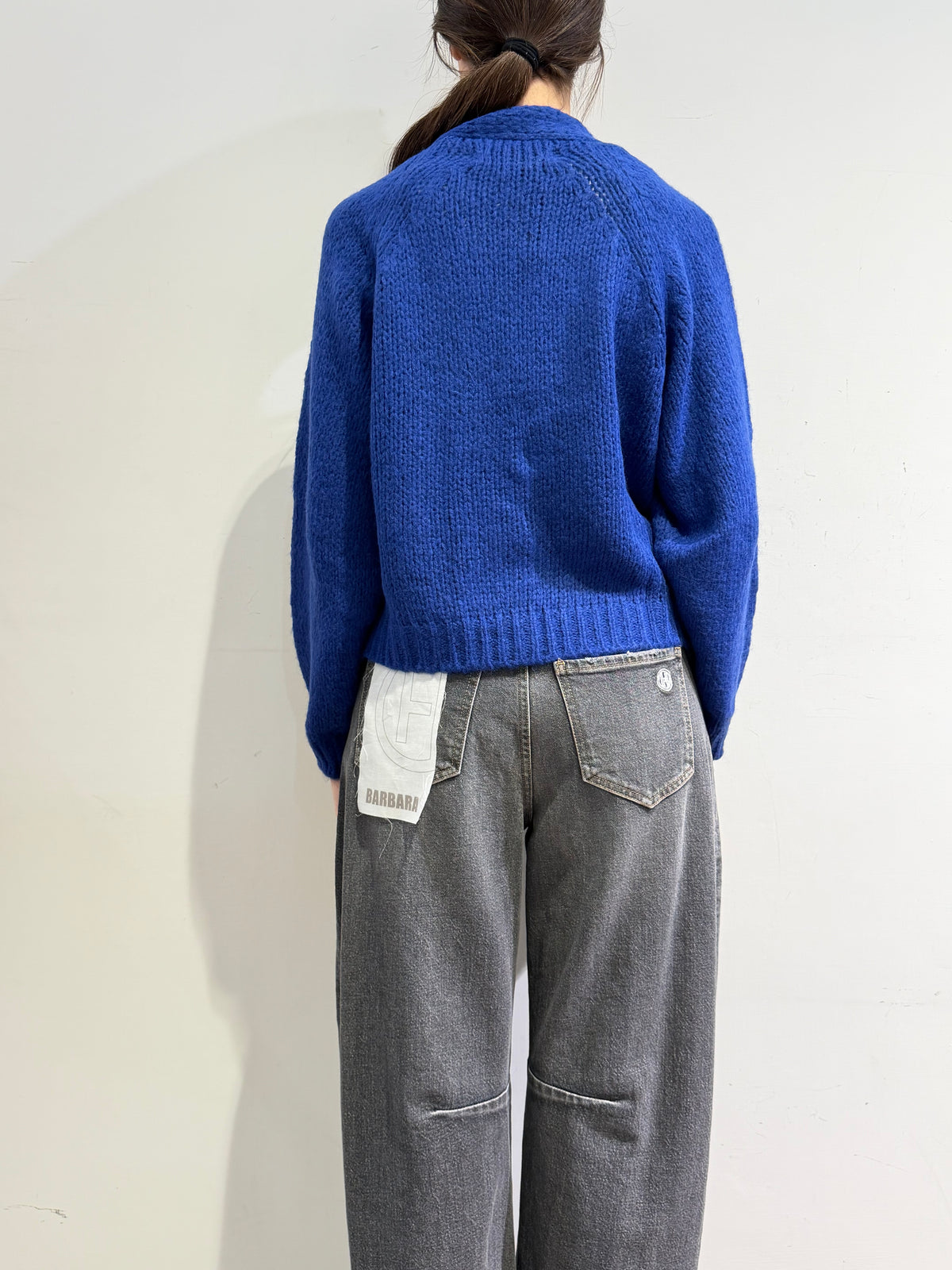 Haveone - Cardigan bottone perla blu royal