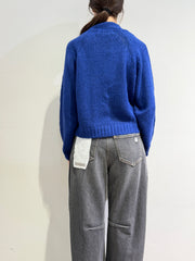 Haveone - Cardigan bottone perla blu royal