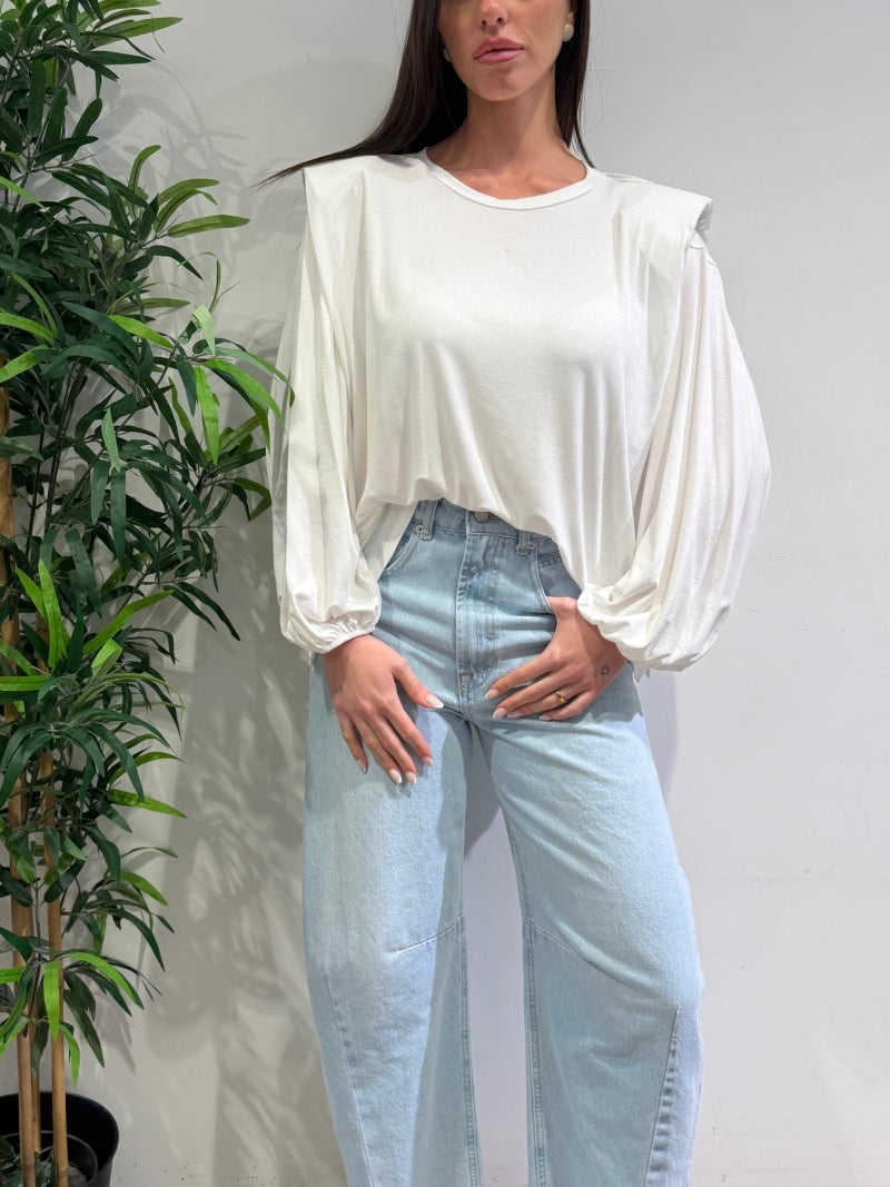 Tensione In - T-Shirt over con spalline bianca