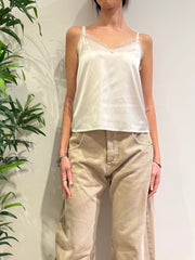 Imperial - Top bretelle con inserti pizzo panna
