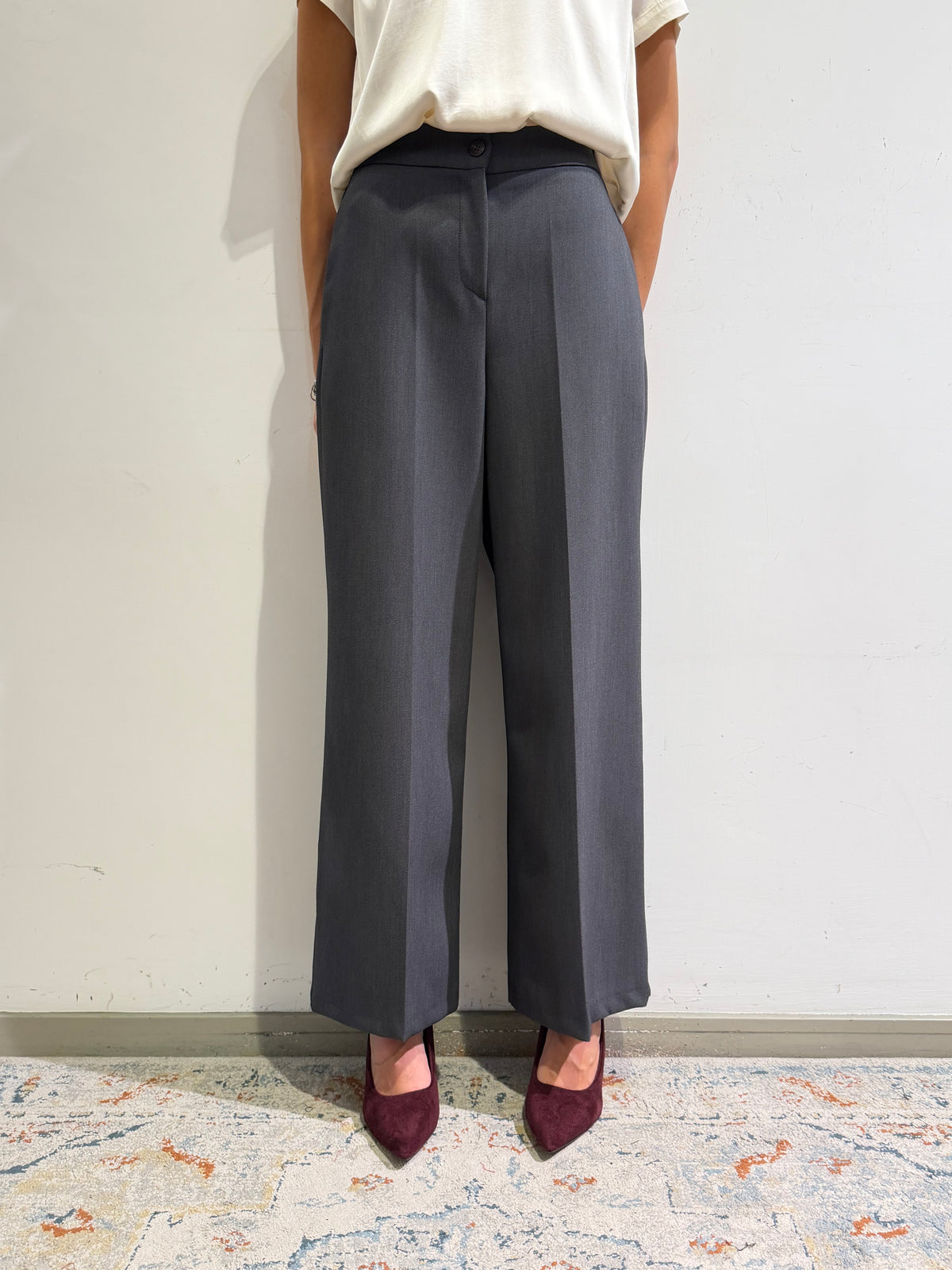 Motel - Pantalone gamba fritta grigio