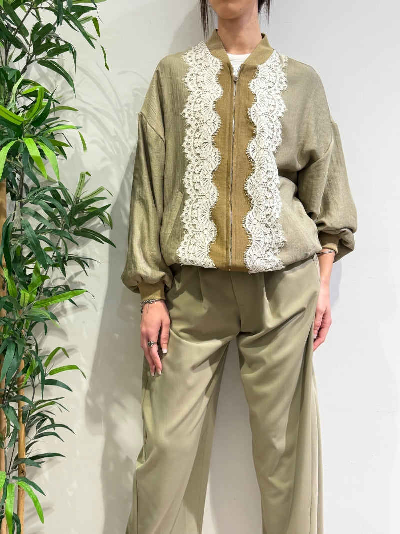 Dixie - Bomber con dettagli in pizzo militare