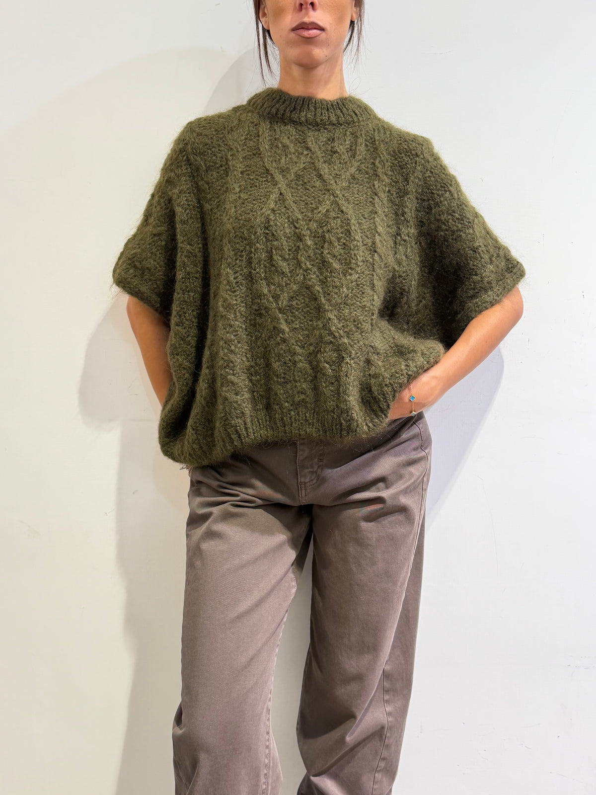 Souvenir - Maglia mohair con trecce militare