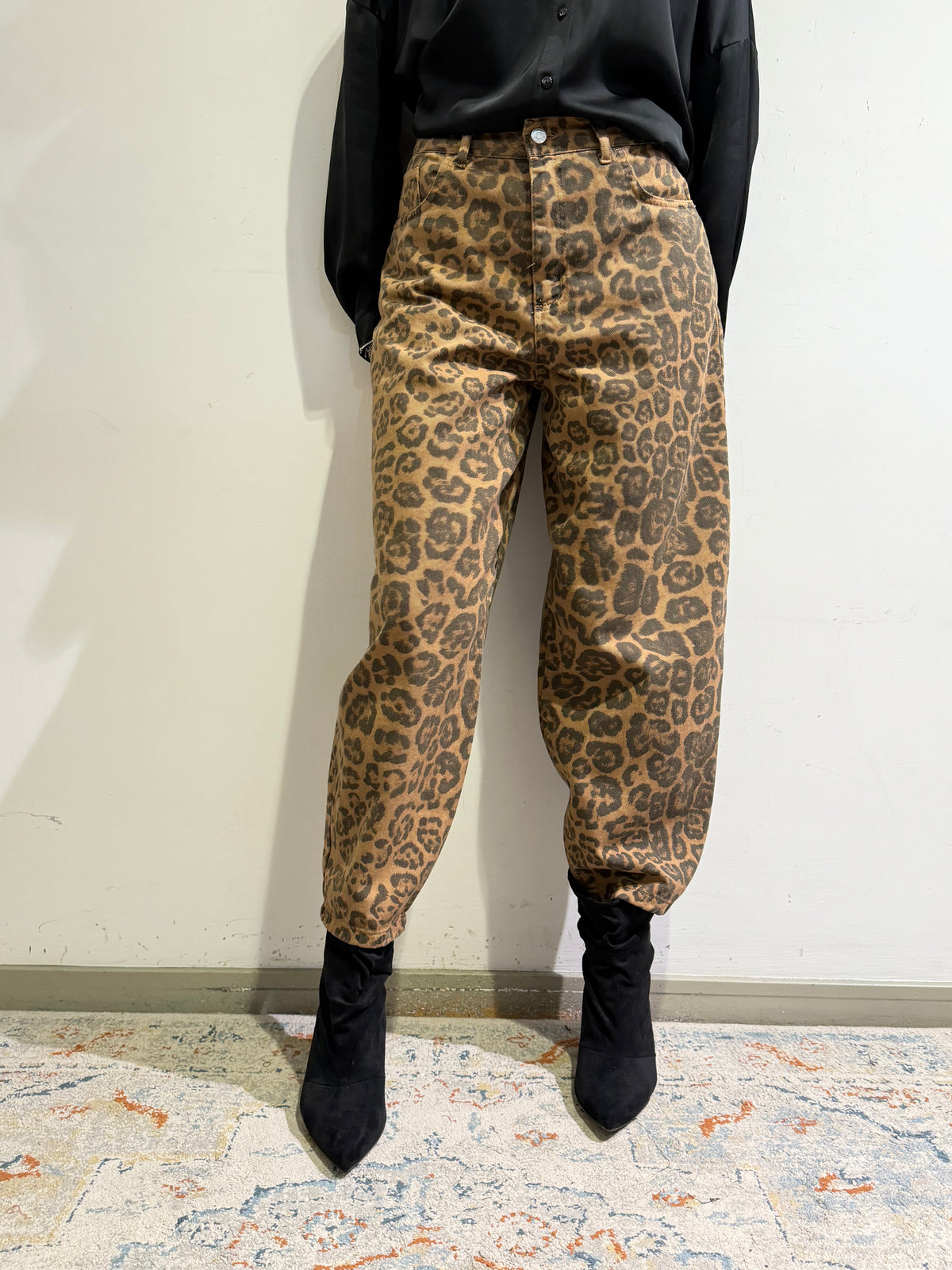 Haveone - Pantalone barrel fantasia animalier