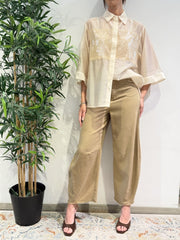 Dixie - Camicia con fascia in paillettes avorio