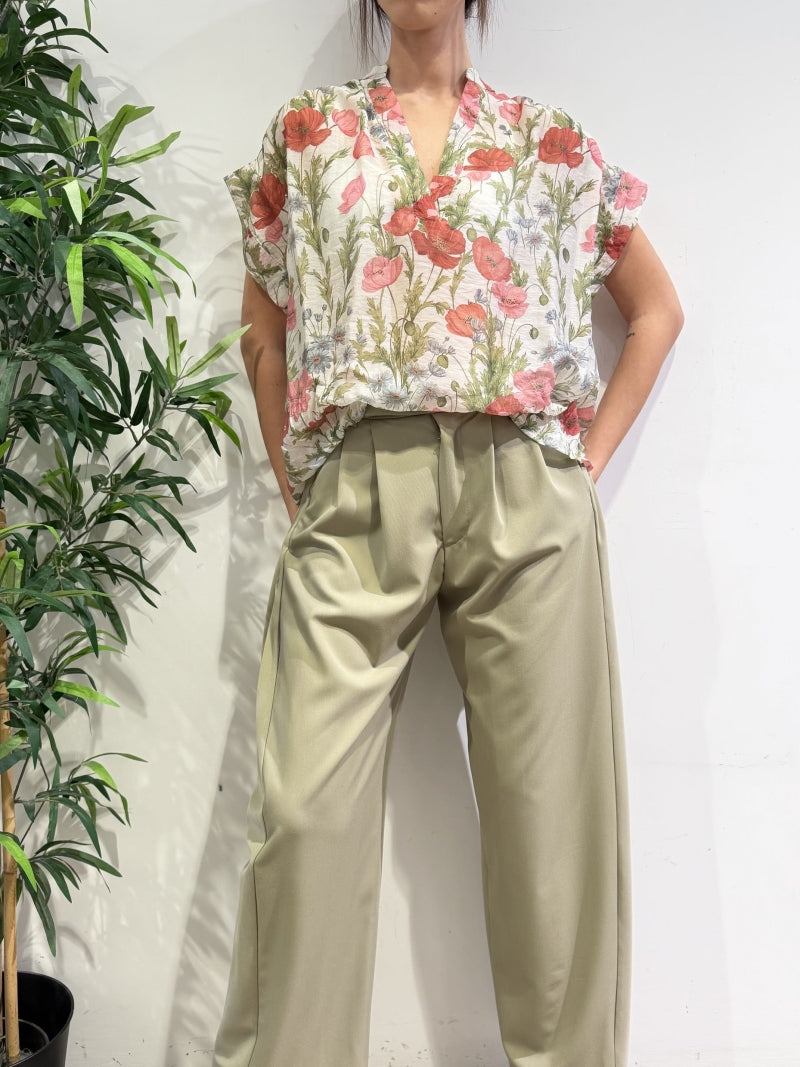 Imperial - Blusa in mussola floreale panna