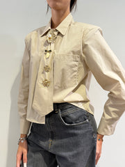 Haveone - Camicia con cravatta beige