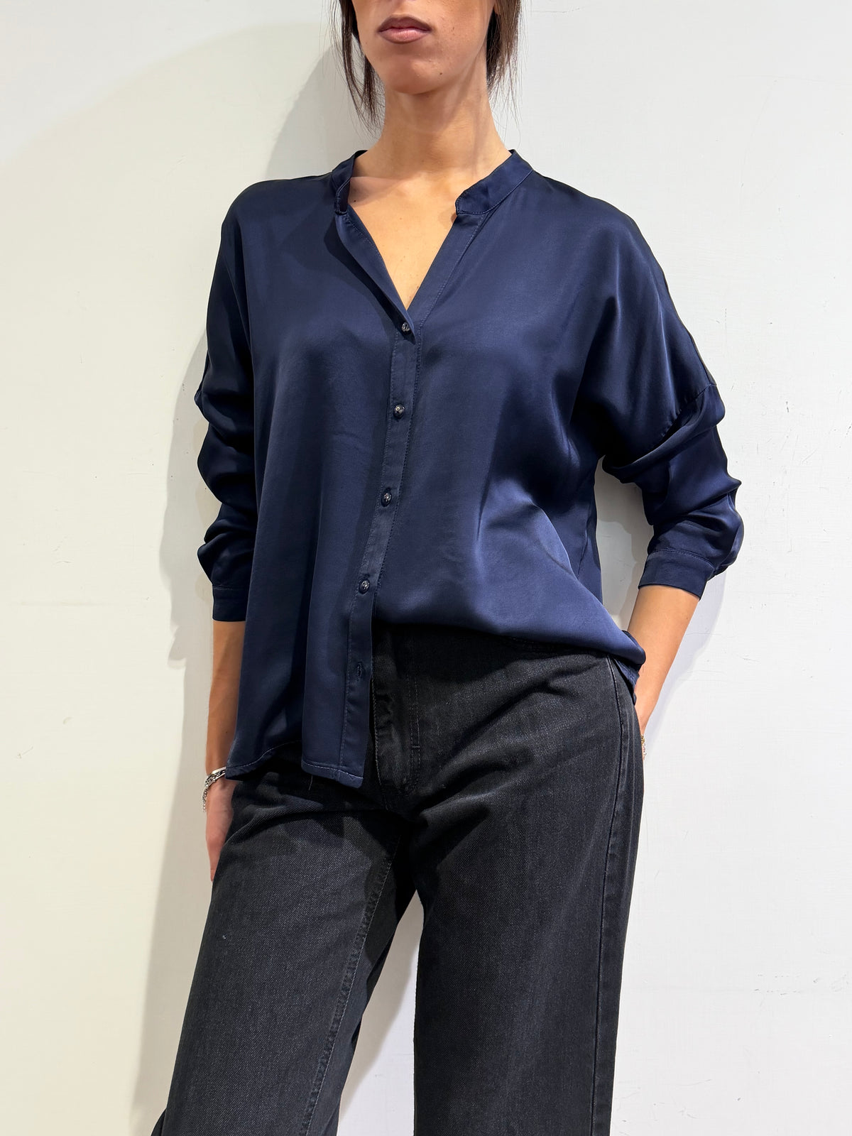 Motel - Camicia in satin blu