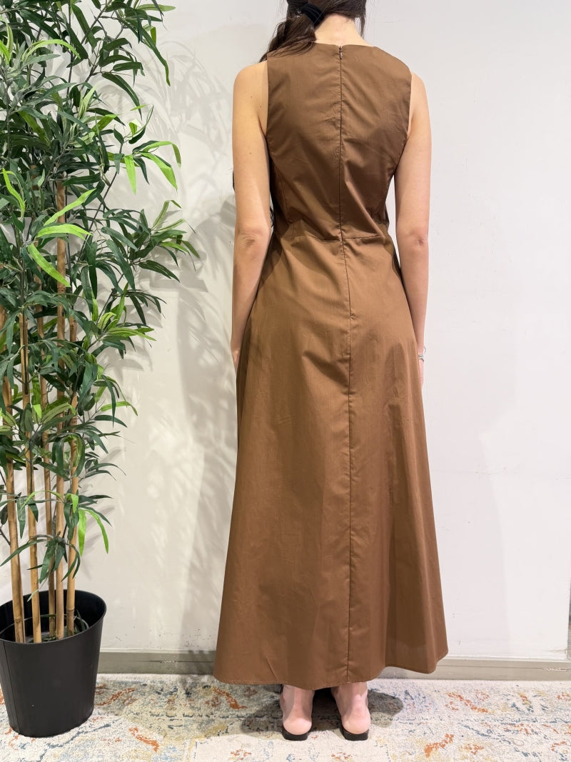 Vicolo - Vestito spacco laterale tabacco