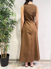 Vicolo - Vestito spacco laterale tabacco