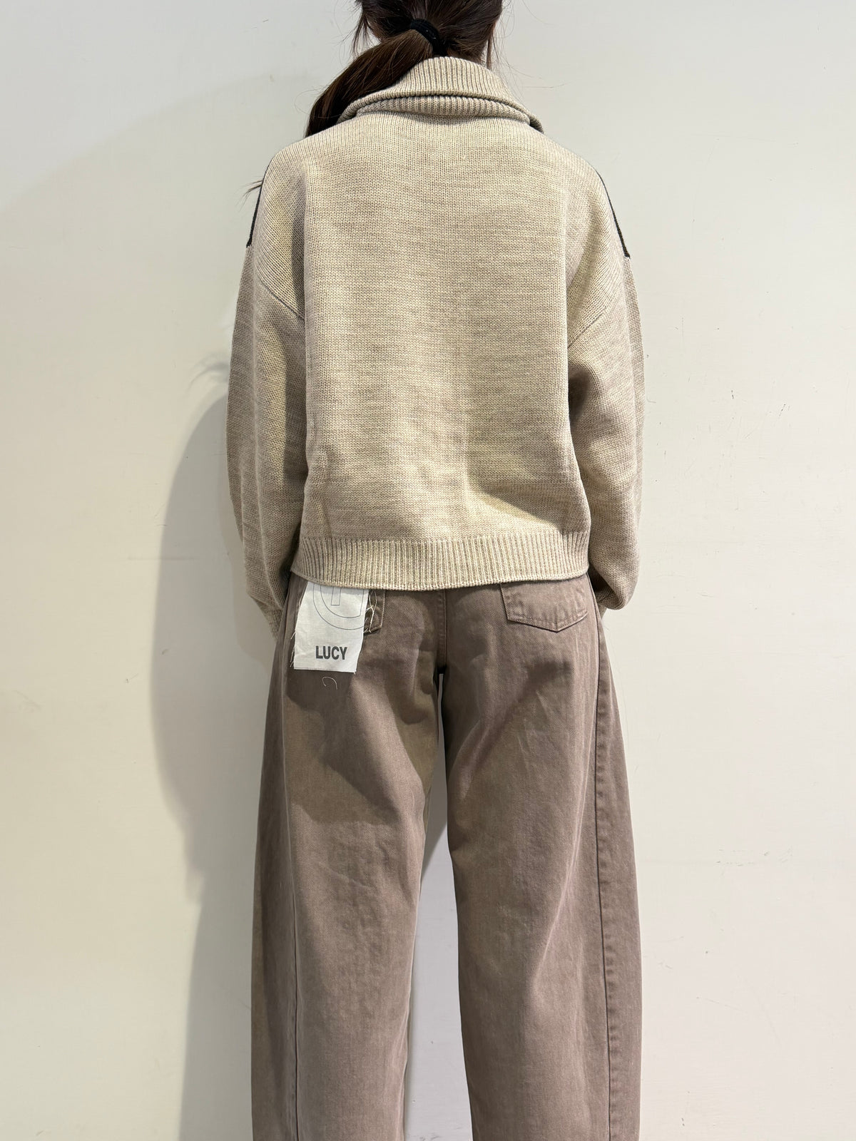 Haveone - Cardigan disegno rombi beige