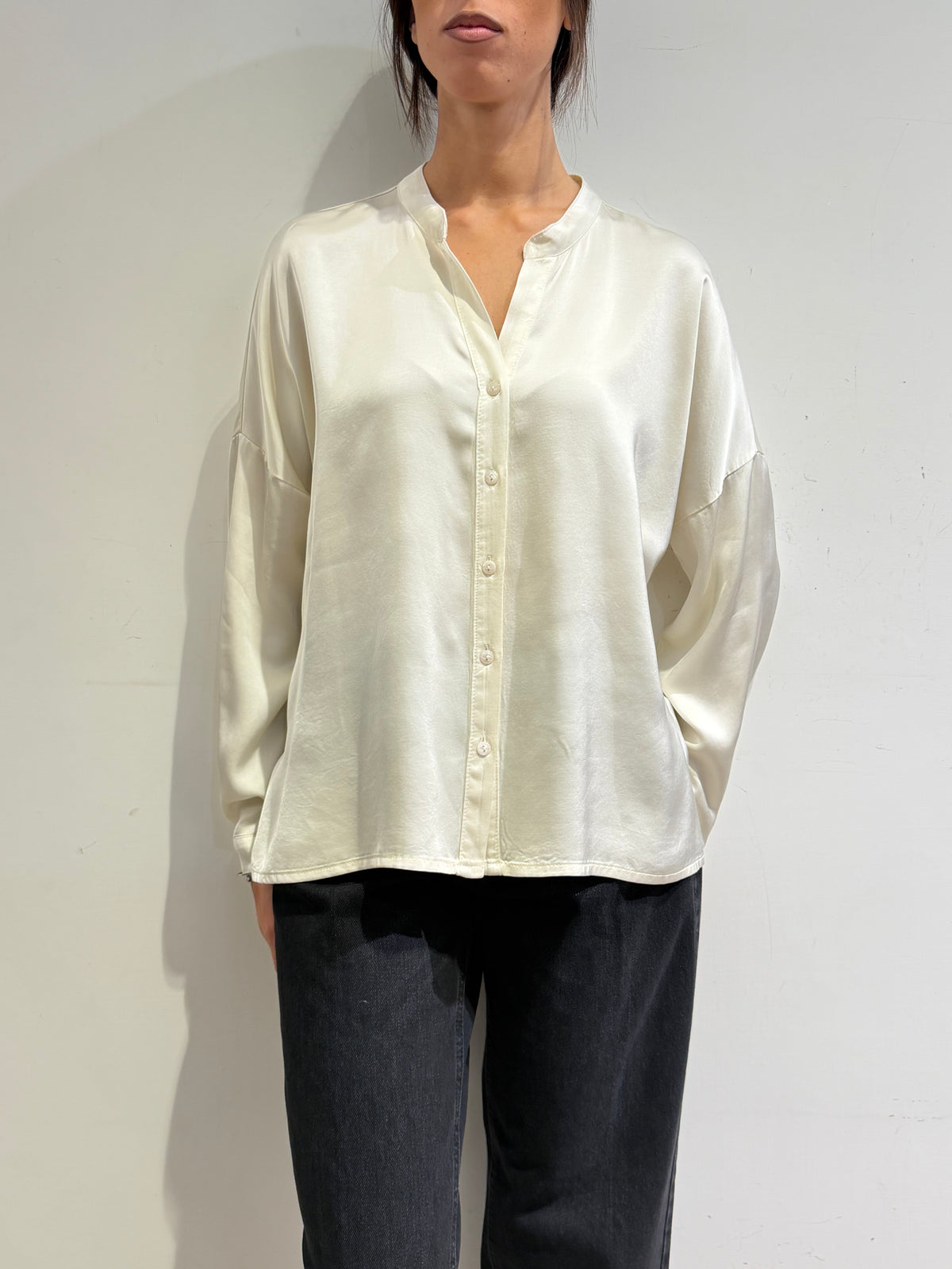 Motel - Camicia in satin panna