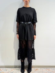 Vicolo - Abito t-shirt con pizzo nero