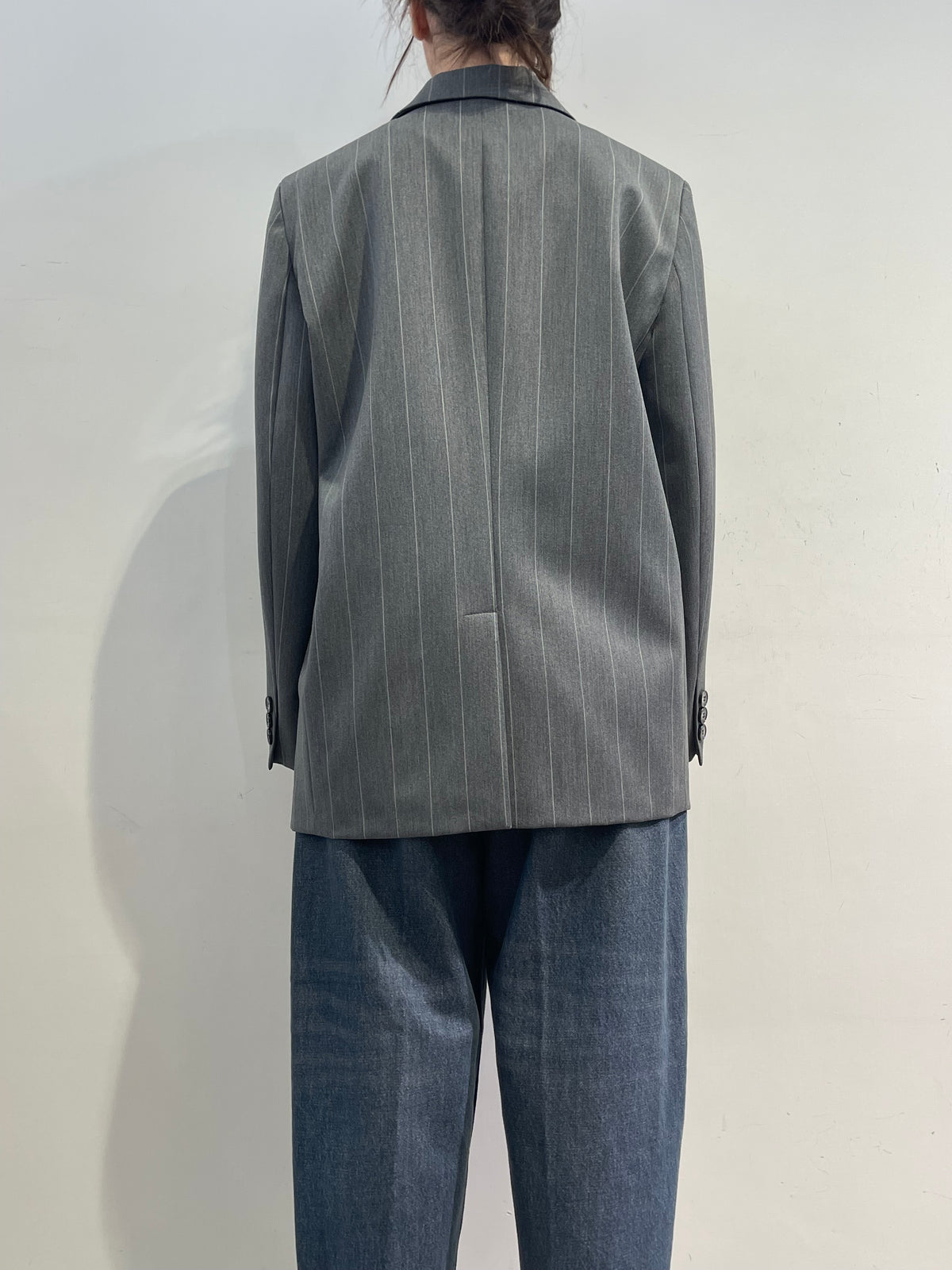 Vicolo - Giacca oversize gessata grigio
