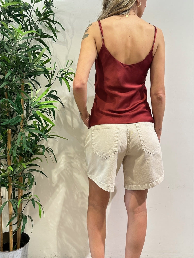 Haveone - Top in satin bretelle bordeaux
