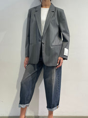Vicolo - Giacca oversize gessata grigio