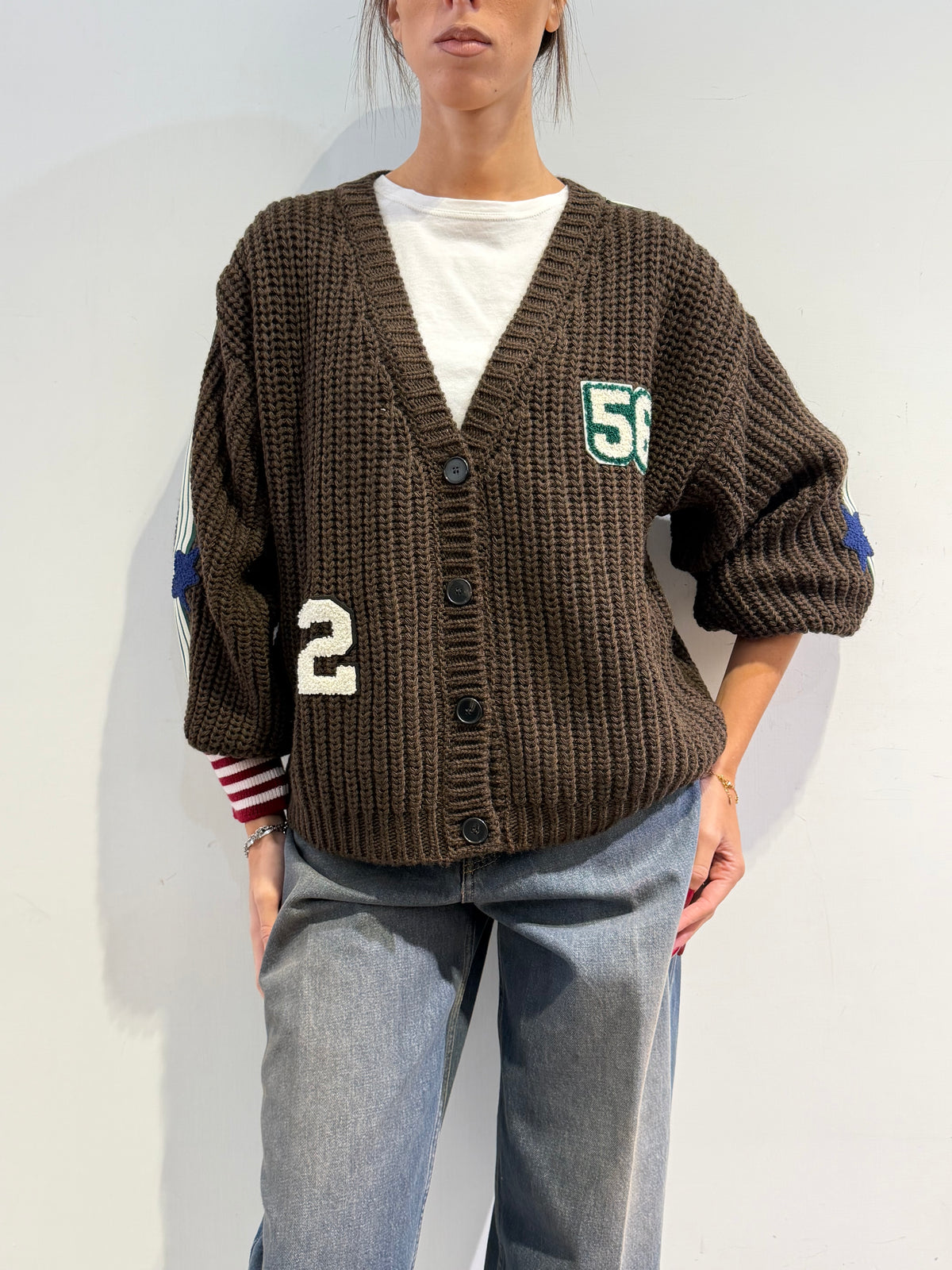 Vicolo - Cardigan con patch moro