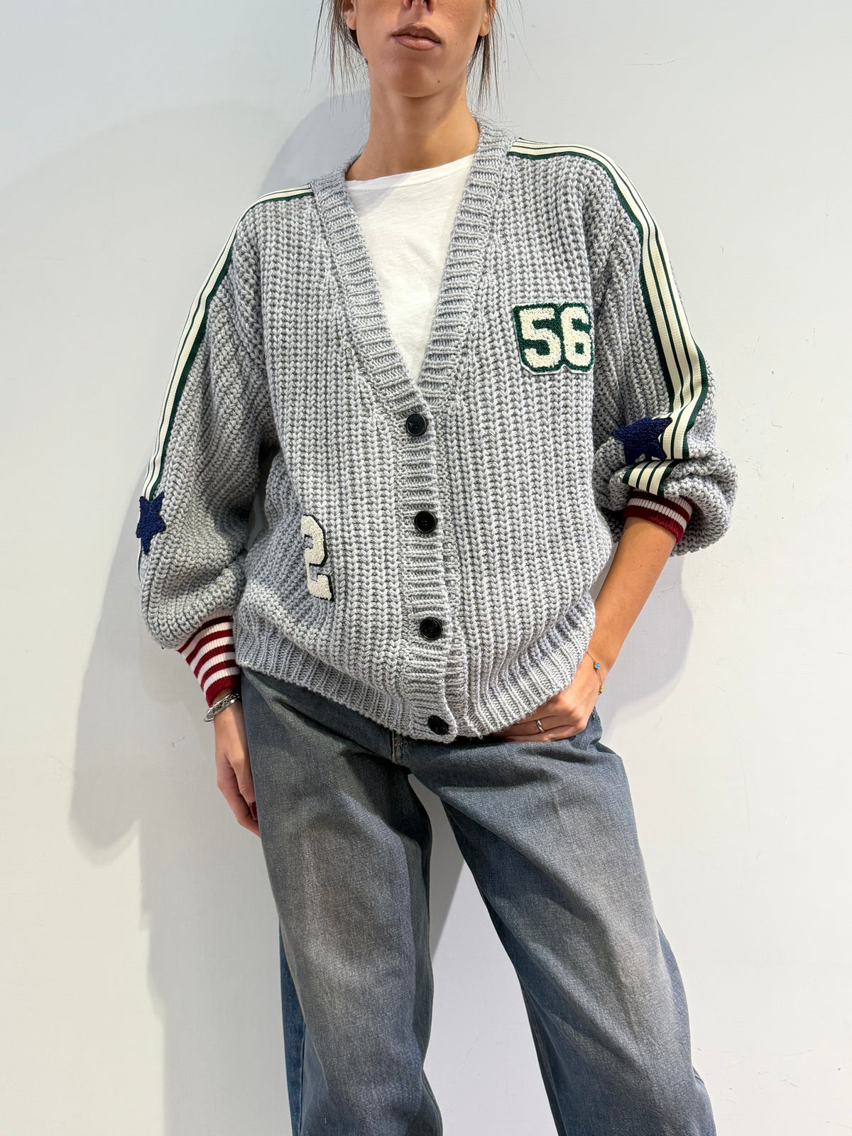 Vicolo - Cardigan con patch grigio