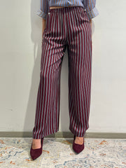 Haveone - Pantalone a righe con elastico - bordeaux