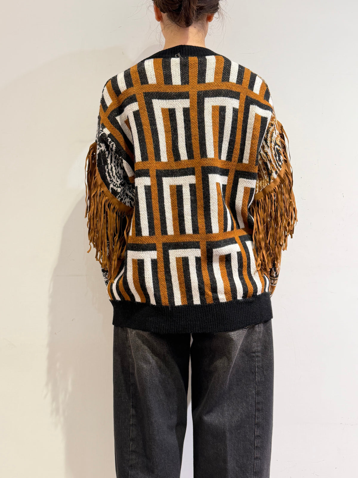 Dixie - Cardigan fantasia con frange nero