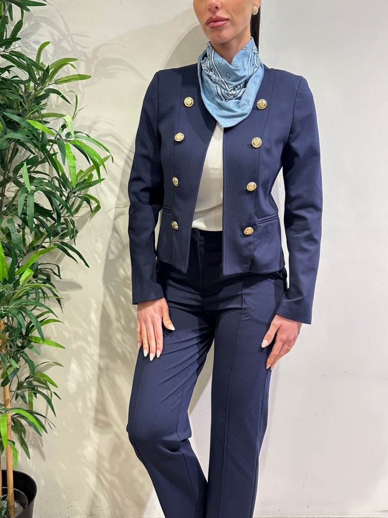 Tensione In - Giacca punto milano bottoni dorati blu