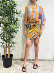 Haveone - Camicia in mussola righe arancio e celeste