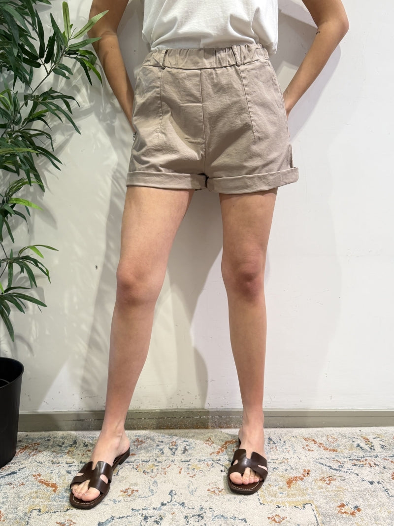Motel - Shorts con elastico beige