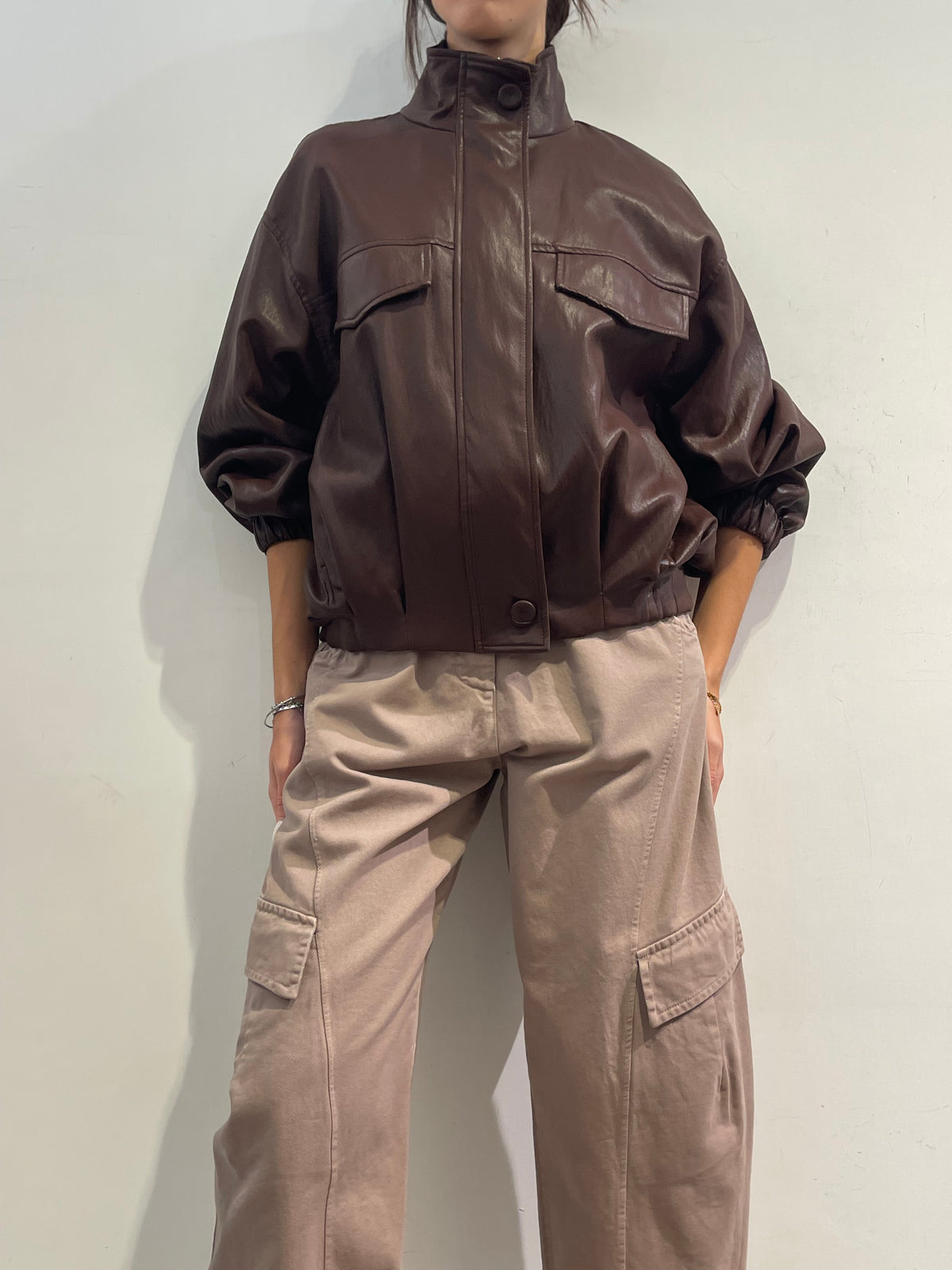 Le streghe - Bomber in ecopelle bordo
