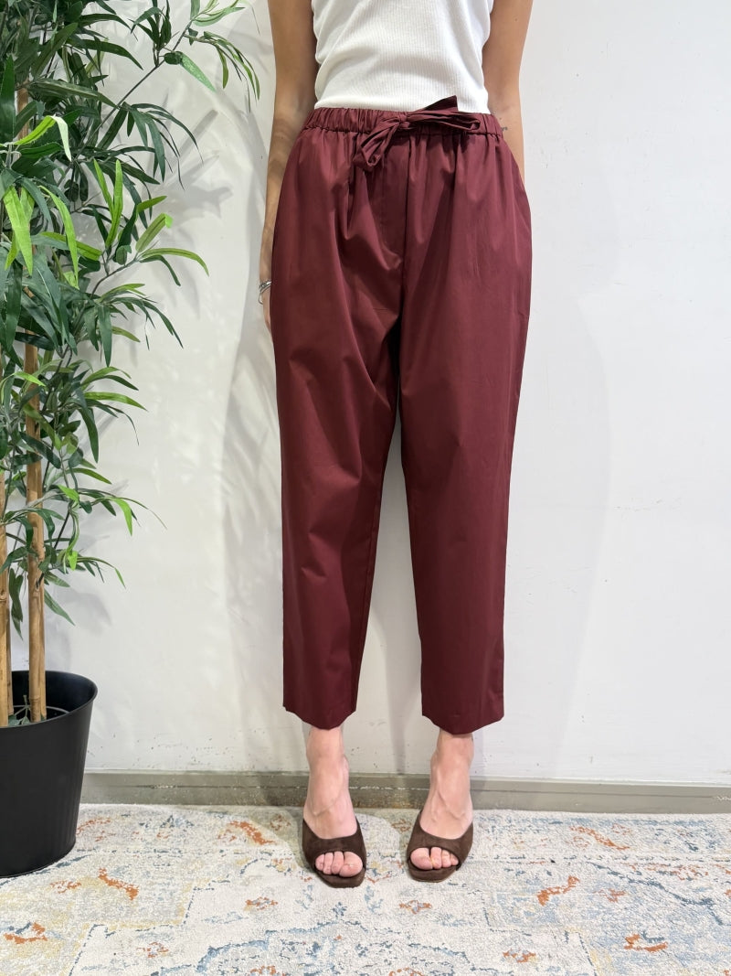 Motel - Pantalone popeline con coulisse bordeaux