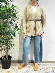 Kontatto - Cardigan con cintura in corda beige