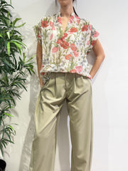 Imperial - Blusa in mussola floreale panna