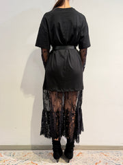 Vicolo - Abito t-shirt con pizzo nero