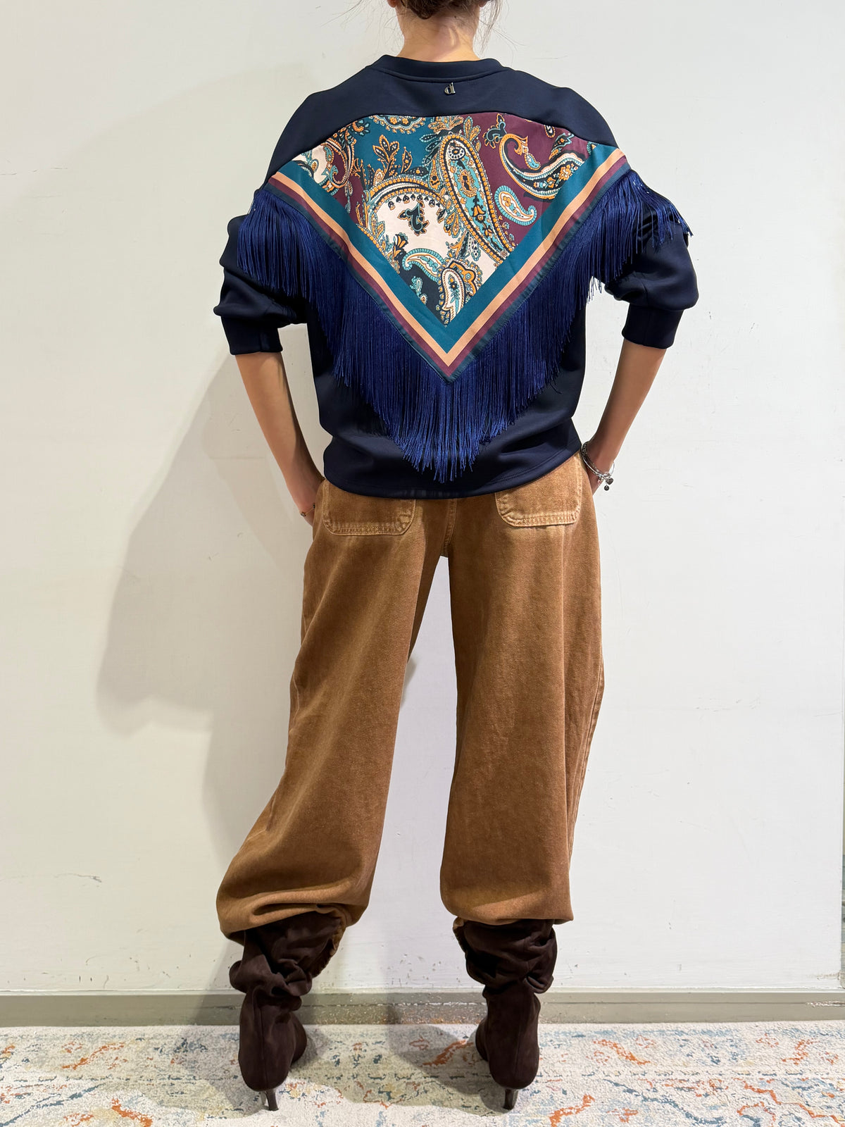 Dixie - Felpa frange blu