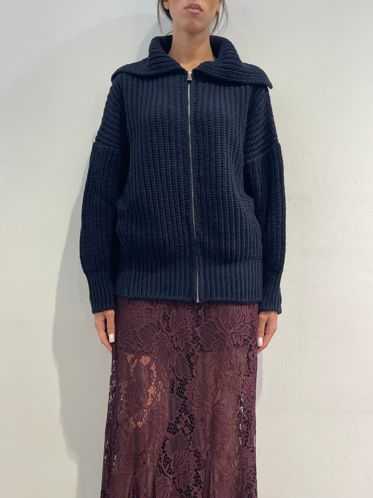 Kontatto - Cardigan con cerniera blu