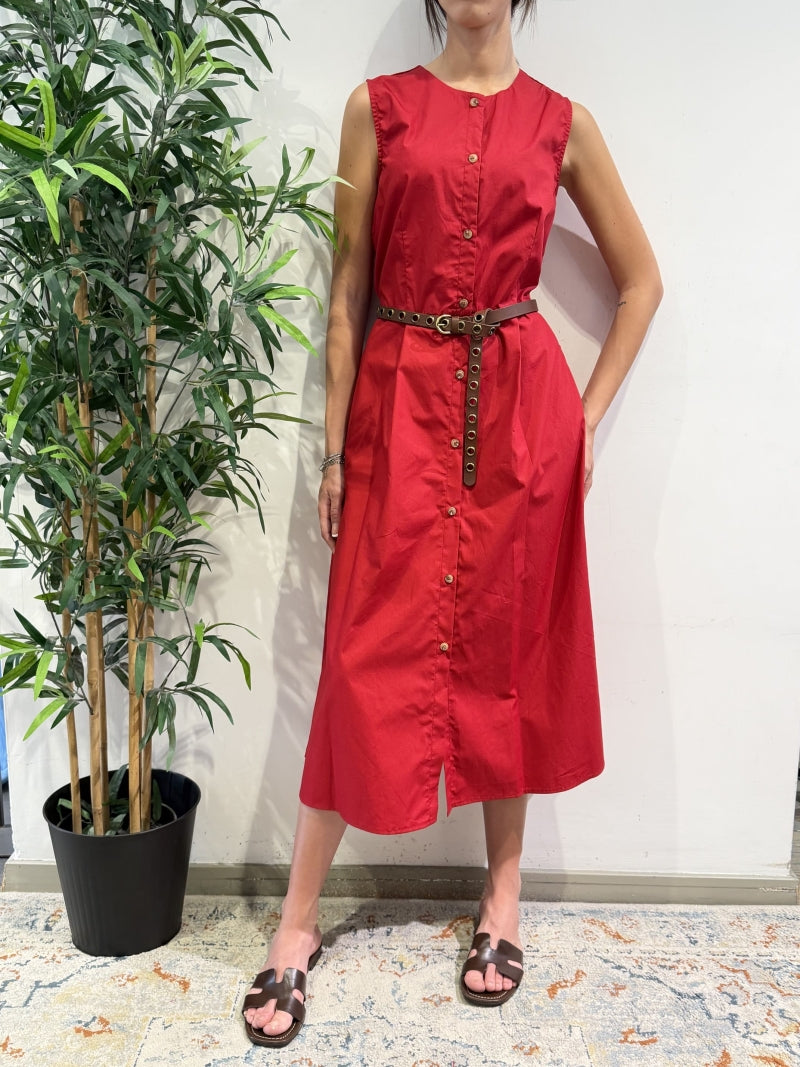 Tensione In - Vestito chemisier girocollo rosso