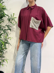 Dixie - Camicia tasca con paillettes bordeaux
