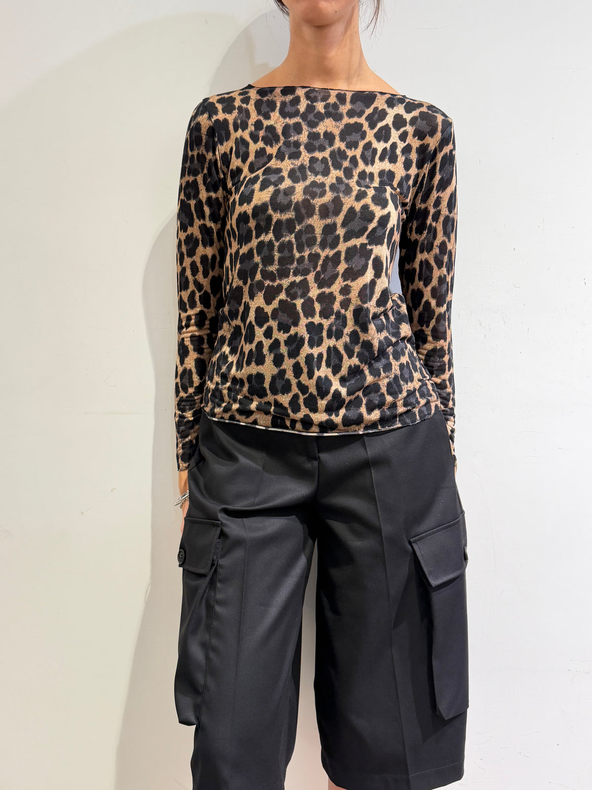 Haveone - Maglia fantasia animalier beige