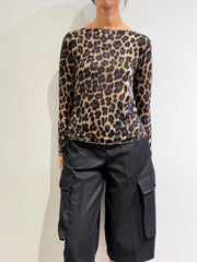 Haveone - Maglia fantasia animalier beige