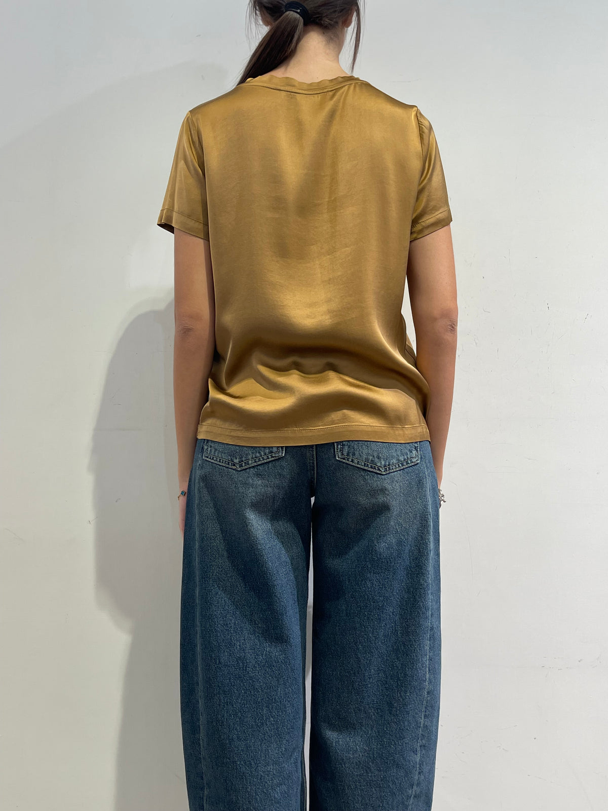Haveone - T-Shirt in satin cammello