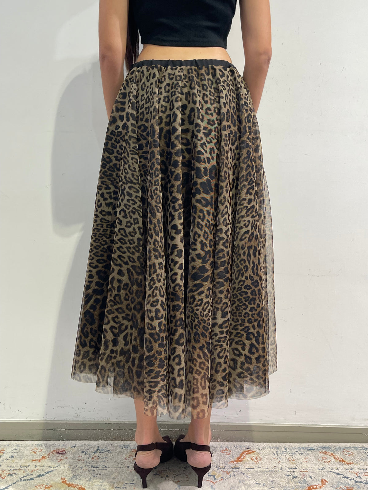 Tensione in - Gonna tulle animalier con coulisse - sand/nero