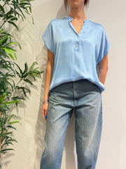 Motel - Blusa in satin celeste