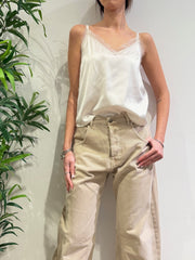 Imperial - Top bretelle con inserti pizzo panna
