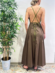 Dixie - Vestito incrociato dietro verde e moro